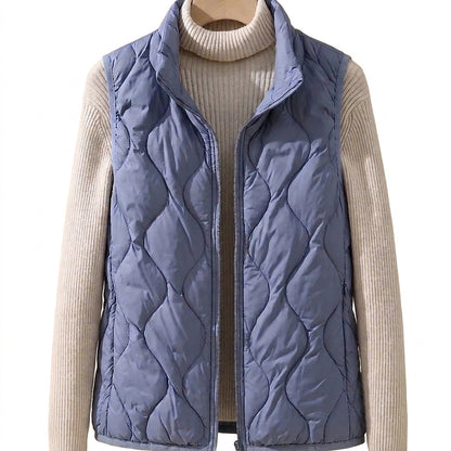 Gesteppte Damenweste mit Stehkragen und Reißverschluss-Vests for women-Alpenkind