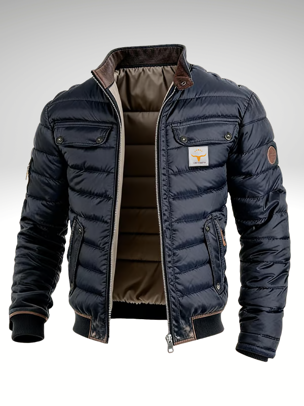 Gesteppte Herren-Bomberjacke mit Pattentaschen-Jackets for men-Alpenkind