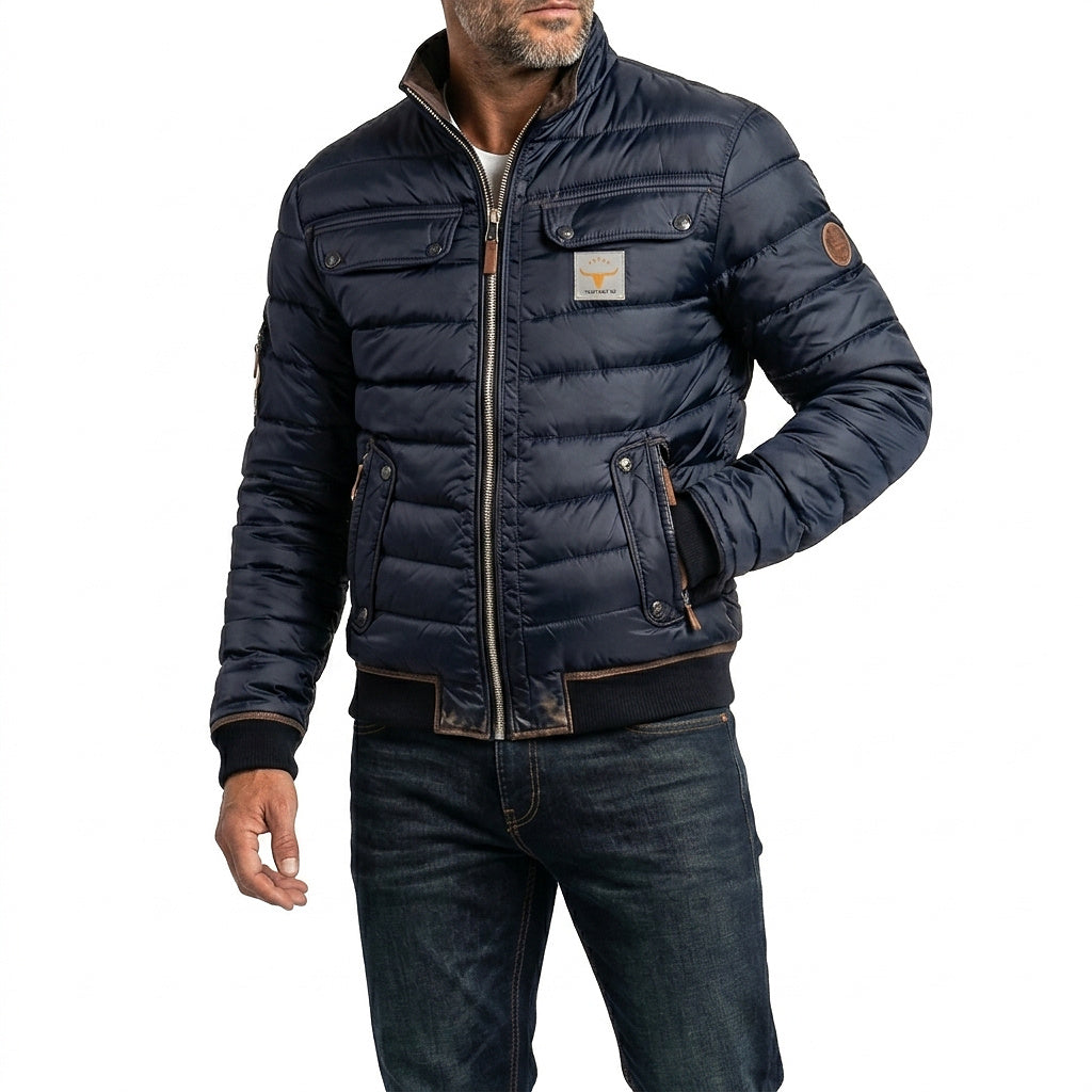 Gesteppte Herren-Bomberjacke mit Pattentaschen-Jackets for men-Alpenkind