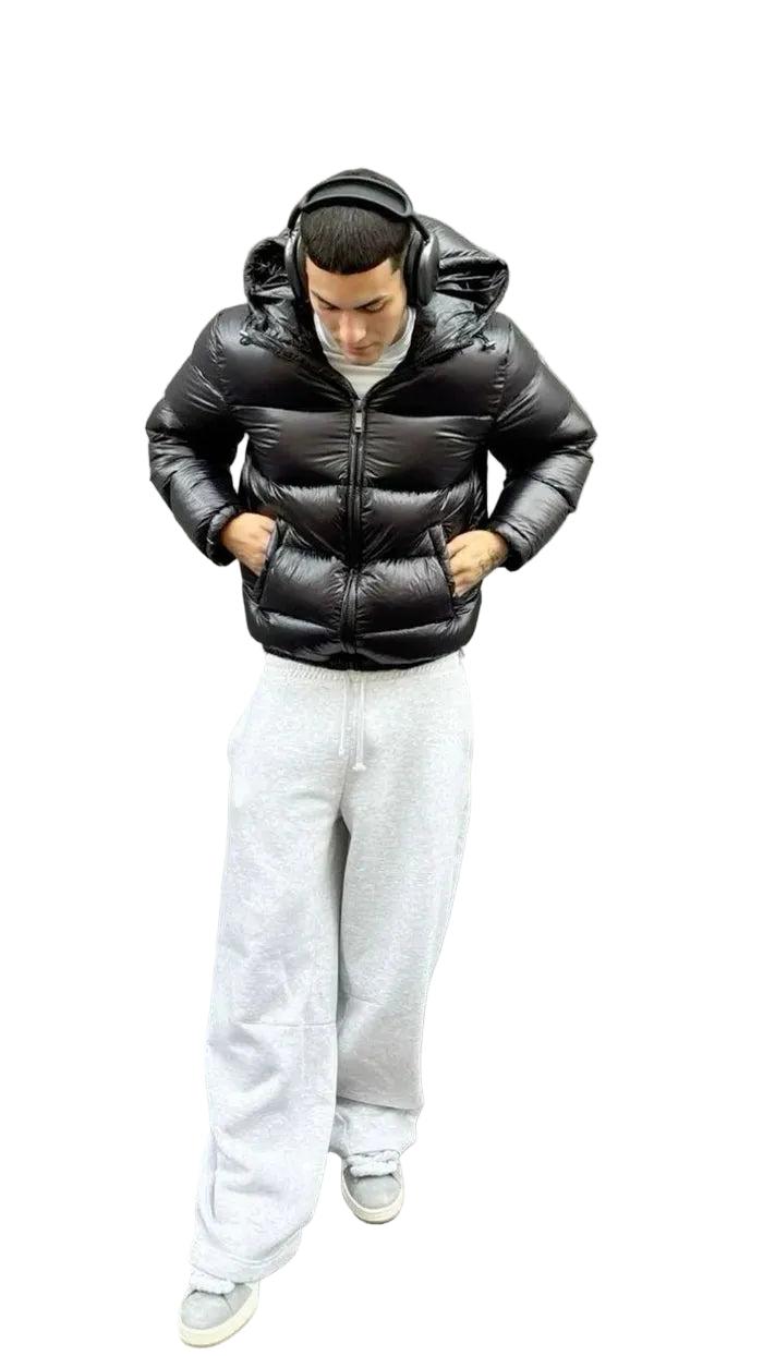 Gesteppte Herren-Pufferjacke mit Kapuze und Reißverschluss-Men Jackets-Alpenkind