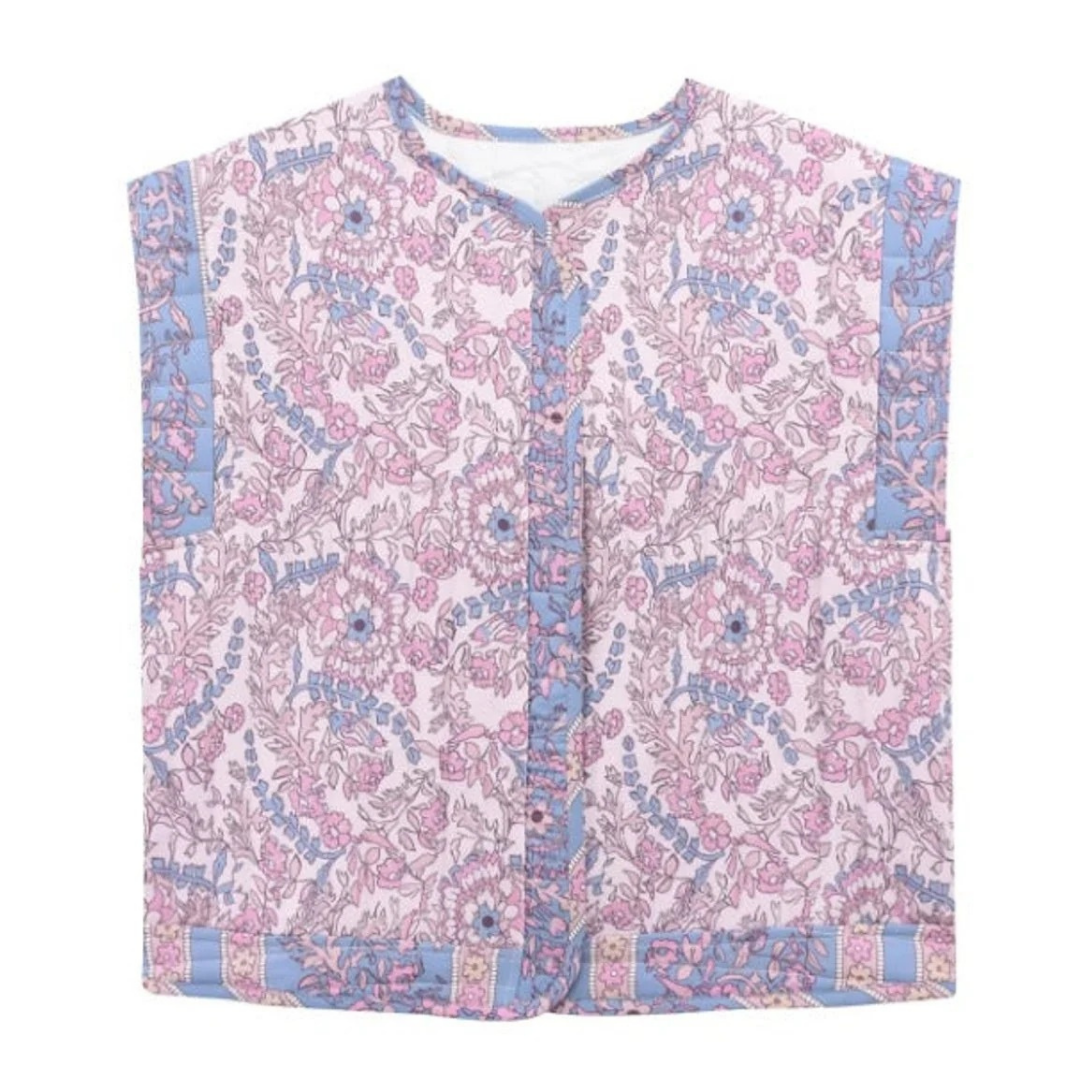 Gesteppte Weste mit Blumenmuster für Damen-Vests for women-Alpenkind