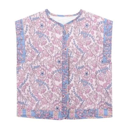 Gesteppte Weste mit Blumenmuster für Damen-Vests for women-Alpenkind