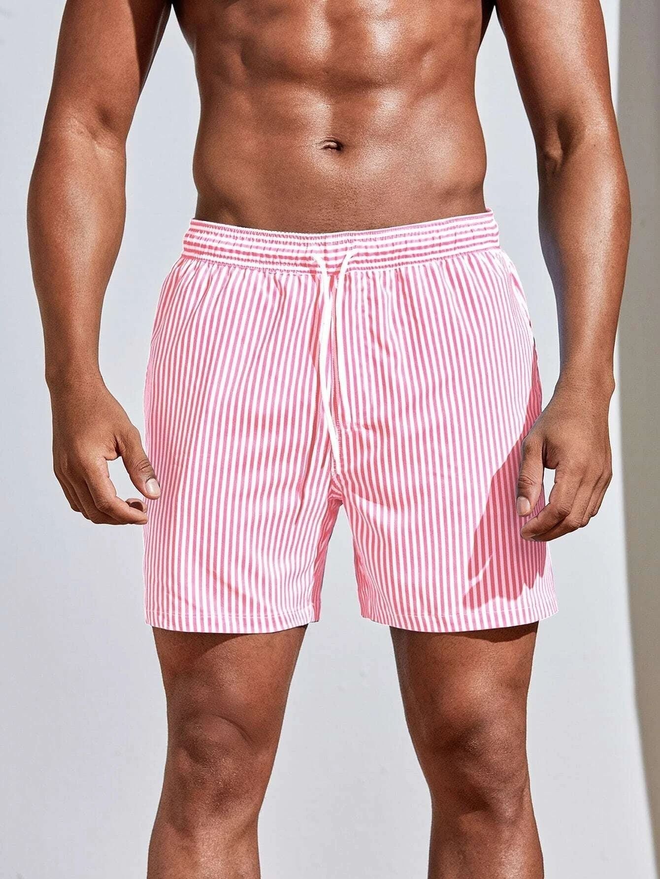 Gestreifte Badeshorts mit Kordelzug für Herren-Swimwear for men-Alpenkind