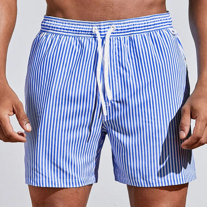 Gestreifte Badeshorts mit Kordelzug für Herren-Swimwear for men-Alpenkind