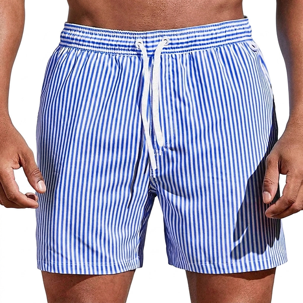 Gestreifte Badeshorts mit Kordelzug für Herren-Swimwear for men-Alpenkind