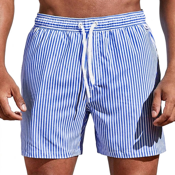 Gestreifte Badeshorts mit Kordelzug für Herren-Swimwear for men-Alpenkind