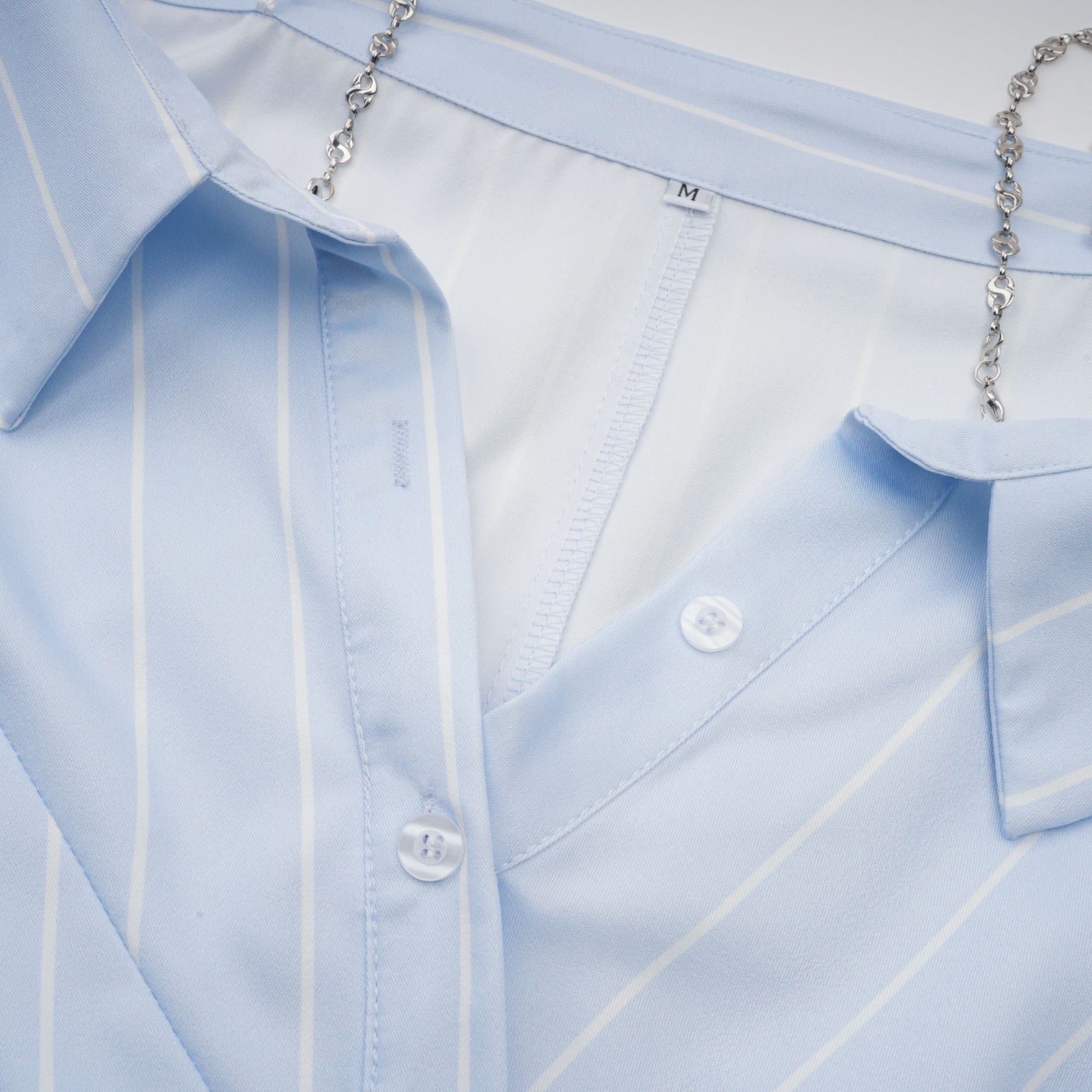 Gestreifte Off-Shoulder-Bluse für Damen mit Kettenträgern-Blouses for women-Alpenkind