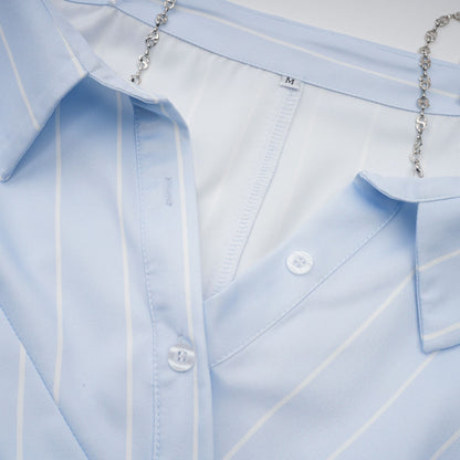 Gestreifte Off-Shoulder-Bluse für Damen mit Kettenträgern-Blouses for women-Alpenkind
