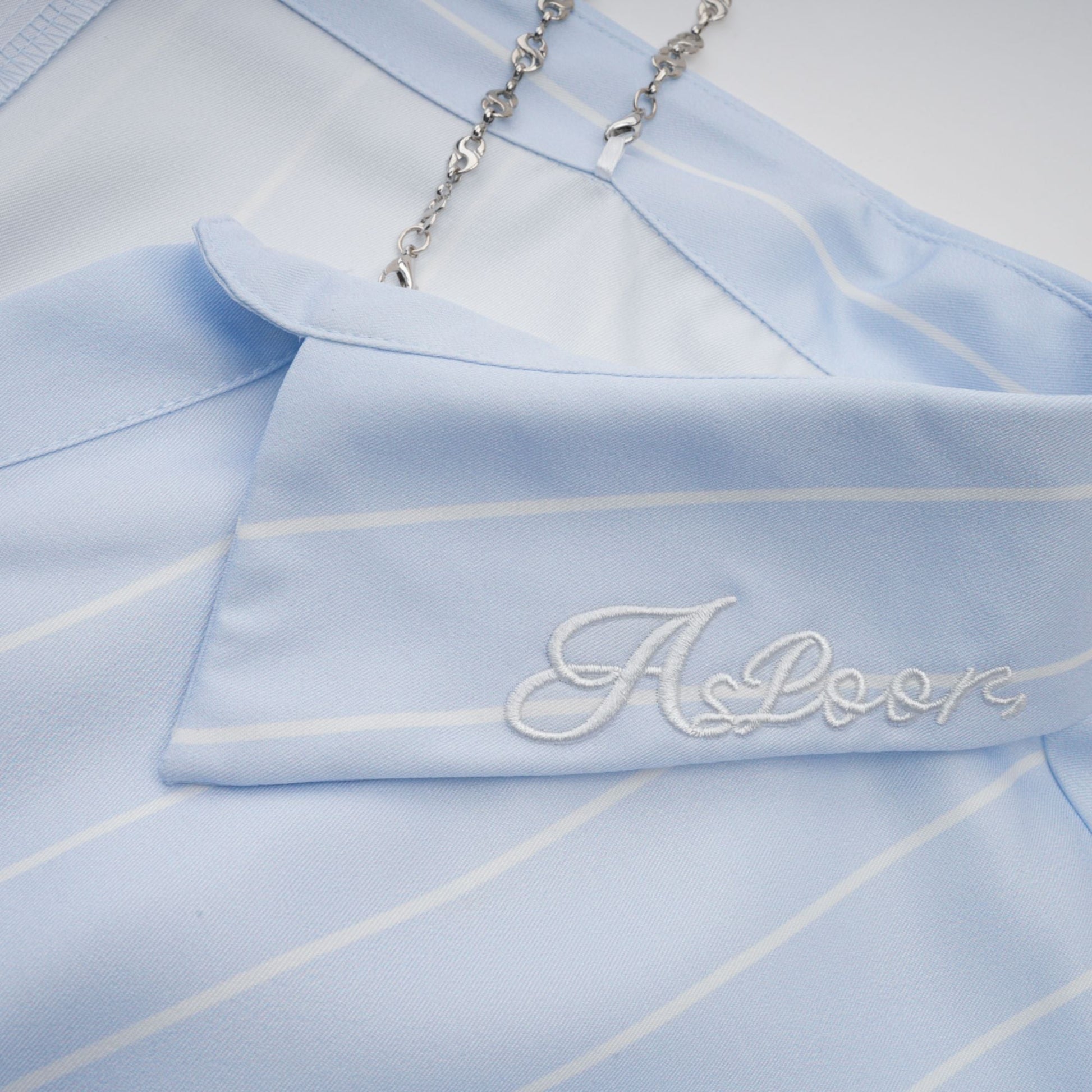 Gestreifte Off-Shoulder-Bluse für Damen mit Kettenträgern-Blouses for women-Alpenkind