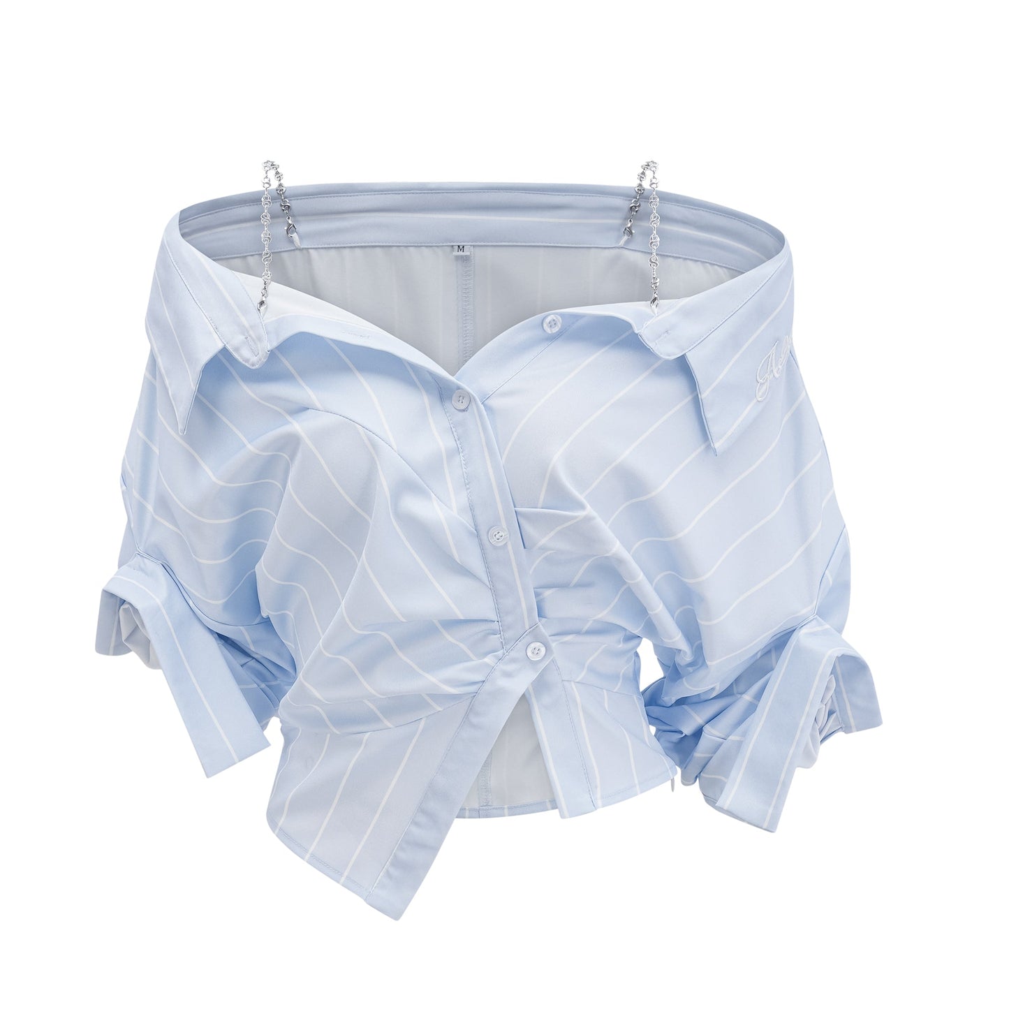 Gestreifte Off-Shoulder-Bluse für Damen mit Kettenträgern-Blouses for women-Alpenkind