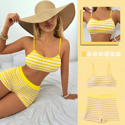 Gestreiftes Crop-Top und Shorts Set für Damen-Sets for women-Alpenkind