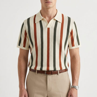Gestreiftes Strick-Poloshirt für Herren-Shirts for men-Alpenkind