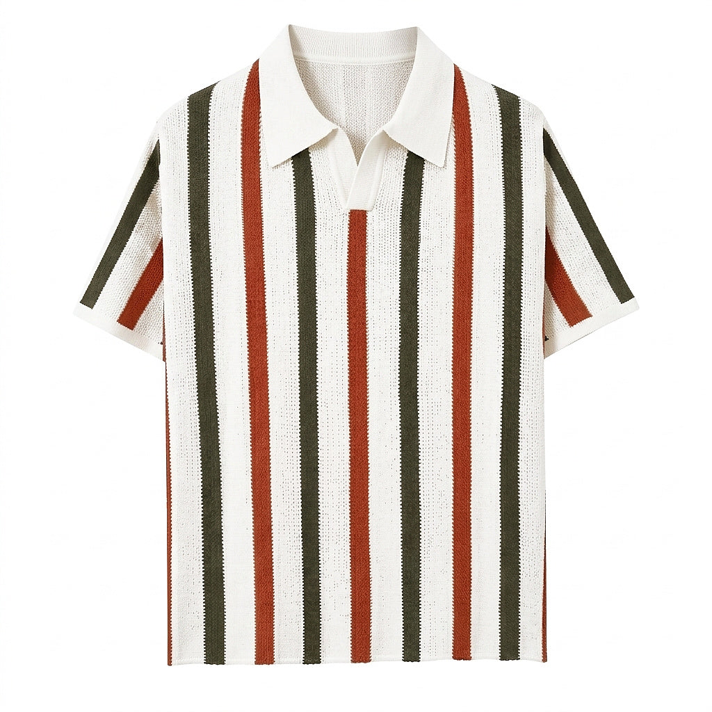 Gestreiftes Strick-Poloshirt für Herren-Shirts for men-Alpenkind