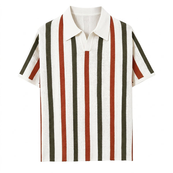Gestreiftes Strick-Poloshirt für Herren-Shirts for men-Alpenkind