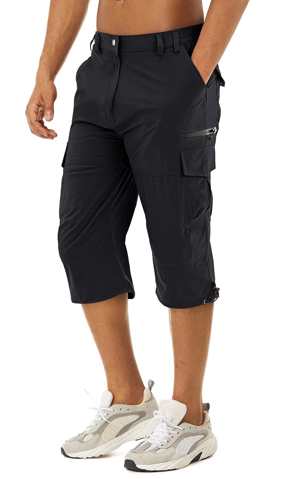 Herren 3/4 Cargo-Shorts mit Reißverschlusstaschen und Gürtelschlaufen-Shorts for men-Alpenkind