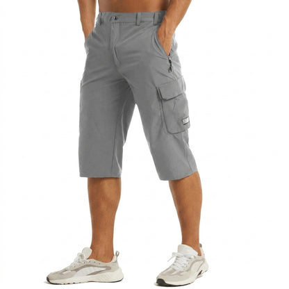 Herren 3/4 Cargo-Shorts mit Reißverschlusstaschen und Gürtelschlaufen-Shorts for men-Alpenkind