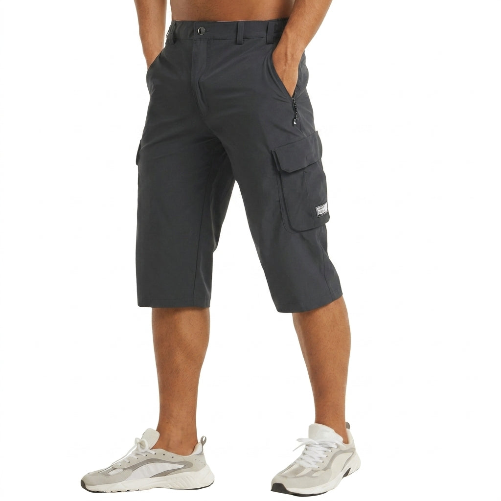 Herren 3/4 Cargo-Shorts mit Reißverschlusstaschen und Gürtelschlaufen-Shorts for men-Alpenkind