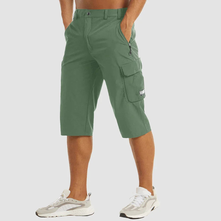 Herren 3/4 Cargo-Shorts mit Reißverschlusstaschen und Gürtelschlaufen-Shorts for men-Alpenkind