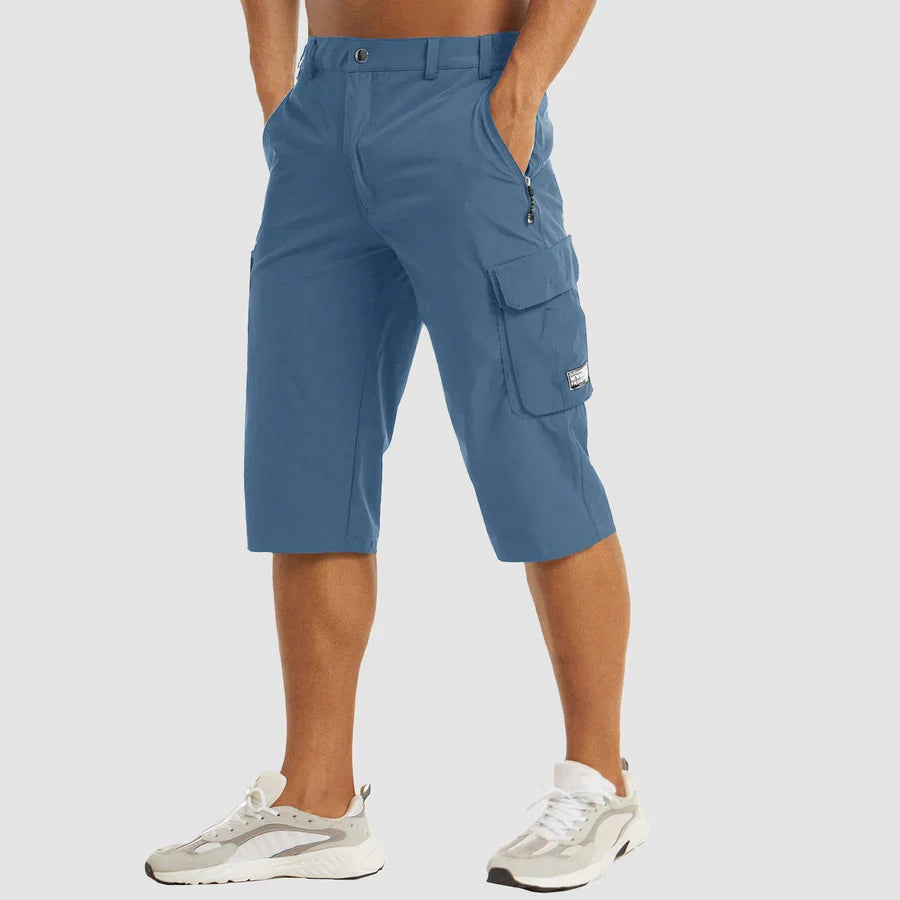 Herren 3/4 Cargo-Shorts mit Reißverschlusstaschen und Gürtelschlaufen-Shorts for men-Alpenkind