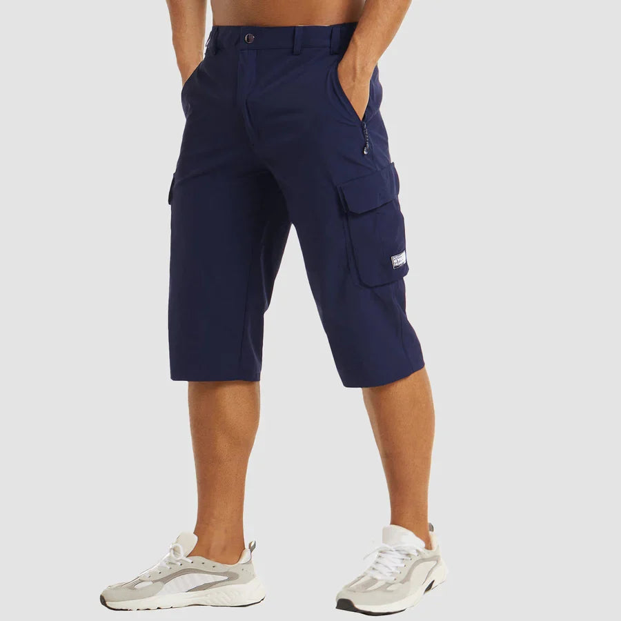 Herren 3/4 Cargo-Shorts mit Reißverschlusstaschen und Gürtelschlaufen-Shorts for men-Alpenkind