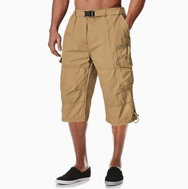 Herren 3/4 Cargo-Shorts mit Reißverschlusstaschen und Gürtelschlaufen-Shorts for men-Alpenkind