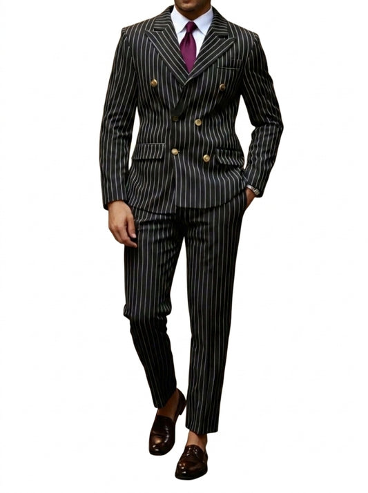 Herren Anzug mit Nadelstreifen und zweireihiger Knopfleiste und spitzem Revers-Sets for Men-Alpenkind