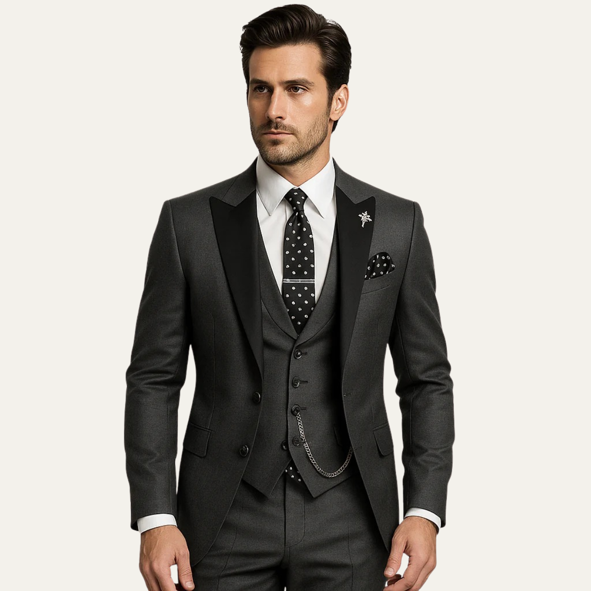 Herren Anzugset mit Sakko, Weste und Hose mit Reverskragen-Shirts for men-Alpenkind