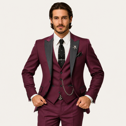 Herren Anzugset mit Sakko, Weste und Hose mit Reverskragen-Shirts for men-Alpenkind