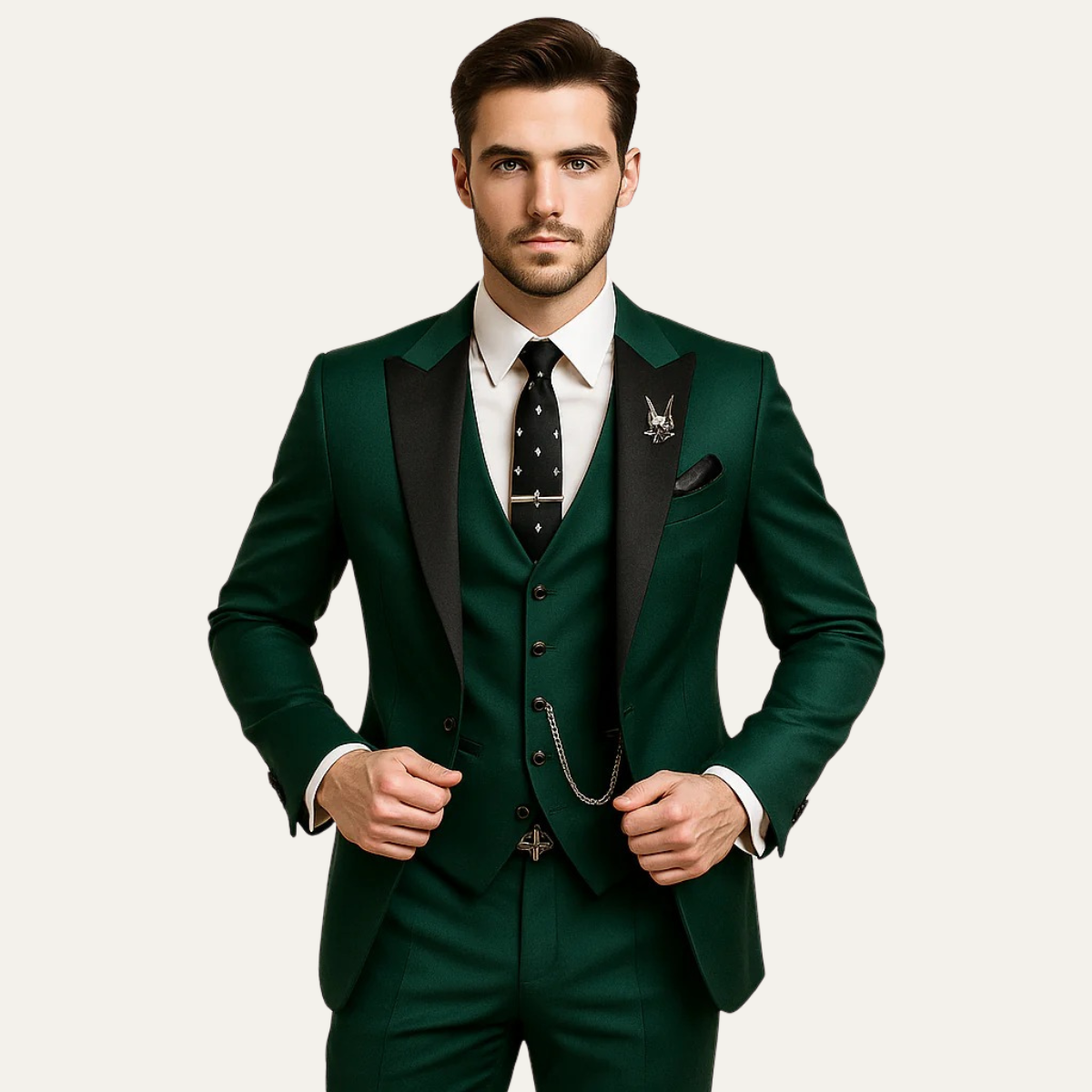 Herren Anzugset mit Sakko, Weste und Hose mit Reverskragen-Shirts for men-Alpenkind
