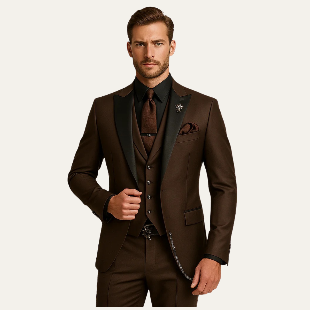 Herren Anzugset mit Sakko, Weste und Hose mit Reverskragen-Shirts for men-Alpenkind
