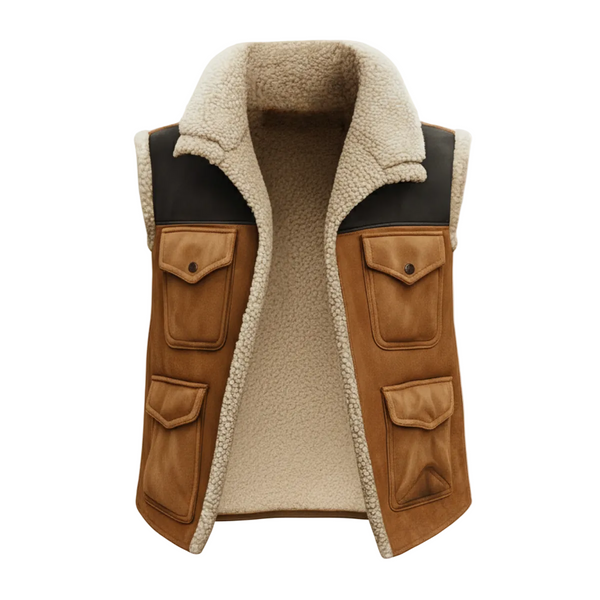 Herren Ärmellose Utility Weste mit Innenfutter und Aufgesetzten Taschen-Men vest-Alpenkind
