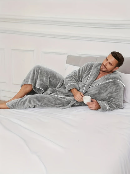 Herren Bademantel mit Kapuze und Bindegürtel-Robe for men-Alpenkind