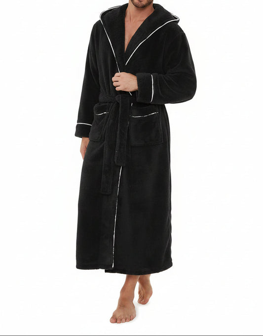 Herren Bademantel mit Kapuze und Bindegürtel-Robe for men-Alpenkind