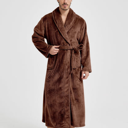 Herren Bademantel mit Schalkragen und Bindegürtel-Robe for men-Alpenkind