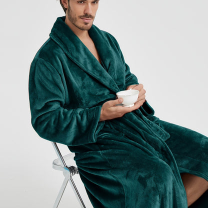 Herren Bademantel mit Schalkragen und Bindegürtel-Robe for men-Alpenkind