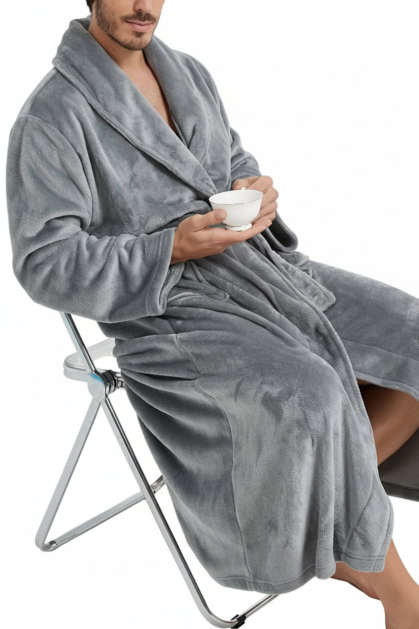 Herren Bademantel mit Schalkragen und Bindegürtel-Robe for men-Alpenkind