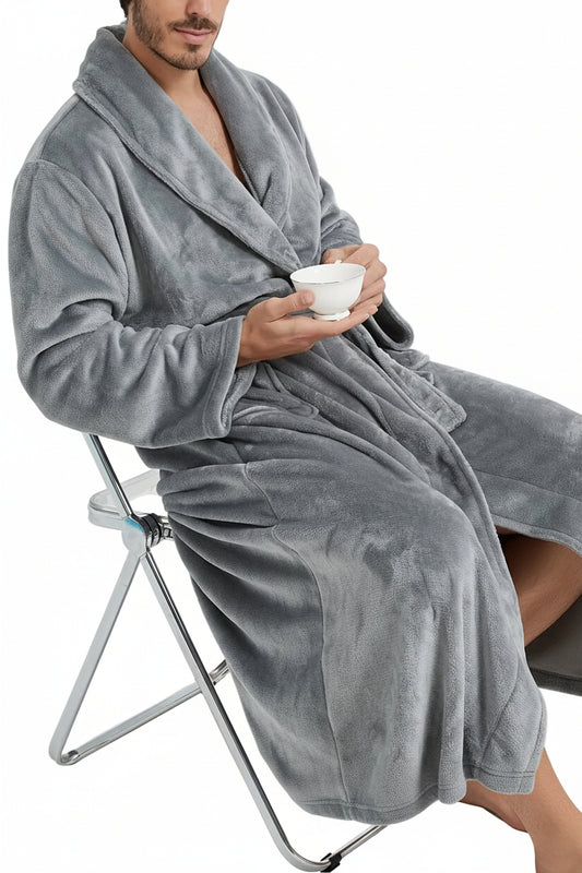 Herren Bademantel mit Schalkragen und Bindegürtel-Robe for men-Alpenkind