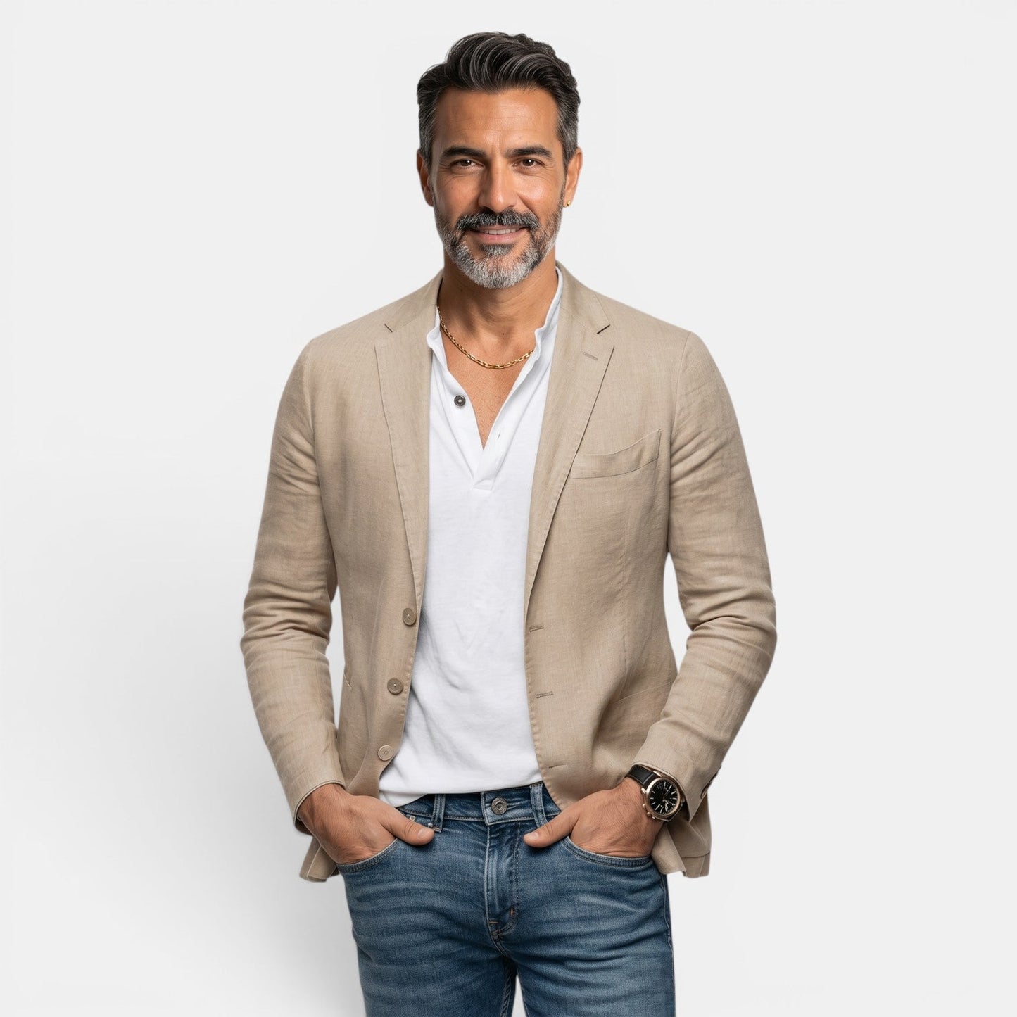 Herren-Blazer mit drei Knöpfen und fallendem Revers-Blazer for men-Alpenkind