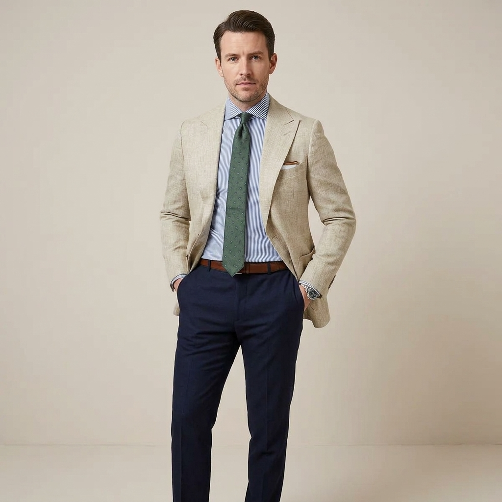 Herren-Blazer mit fallendem Revers und aufgesetzten Taschen-Blazer for men-Alpenkind