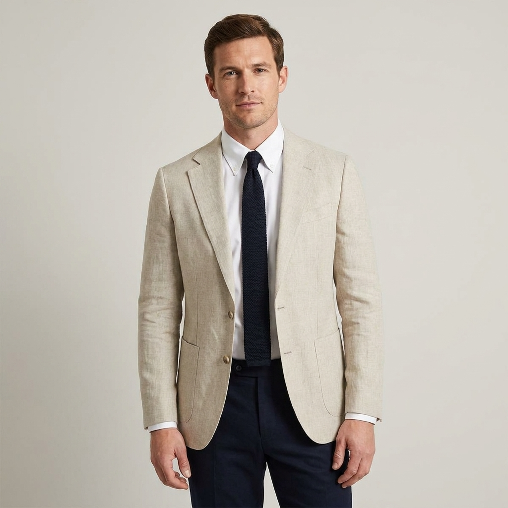 Herren-Blazer mit fallendem Revers und aufgesetzten Taschen-Blazer for men-Alpenkind