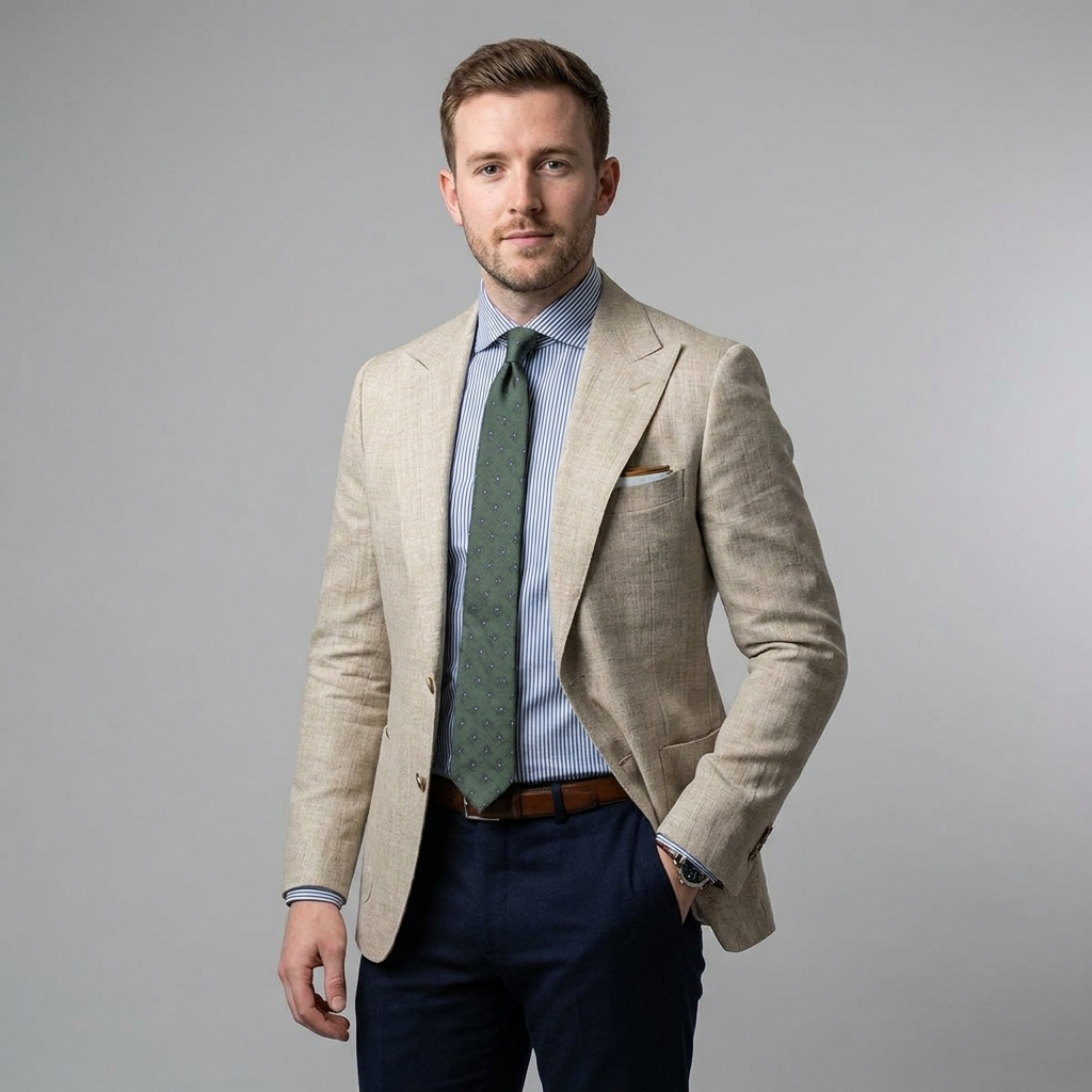 Herren-Blazer mit fallendem Revers und aufgesetzten Taschen-Blazer for men-Alpenkind