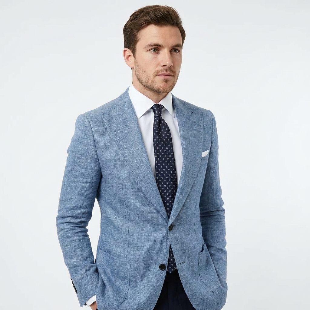 Herren-Blazer mit fallendem Revers und aufgesetzten Taschen-Blazer for men-Alpenkind