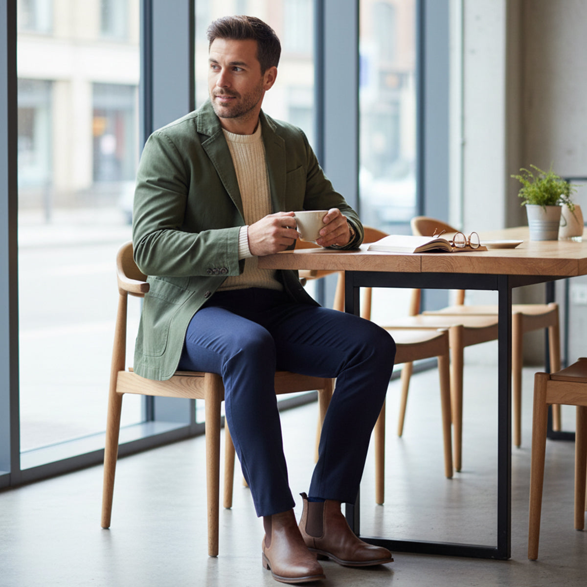 Herren-Blazer mit Knopfleiste und aufgesetzten Taschen-Jackets for men-Alpenkind