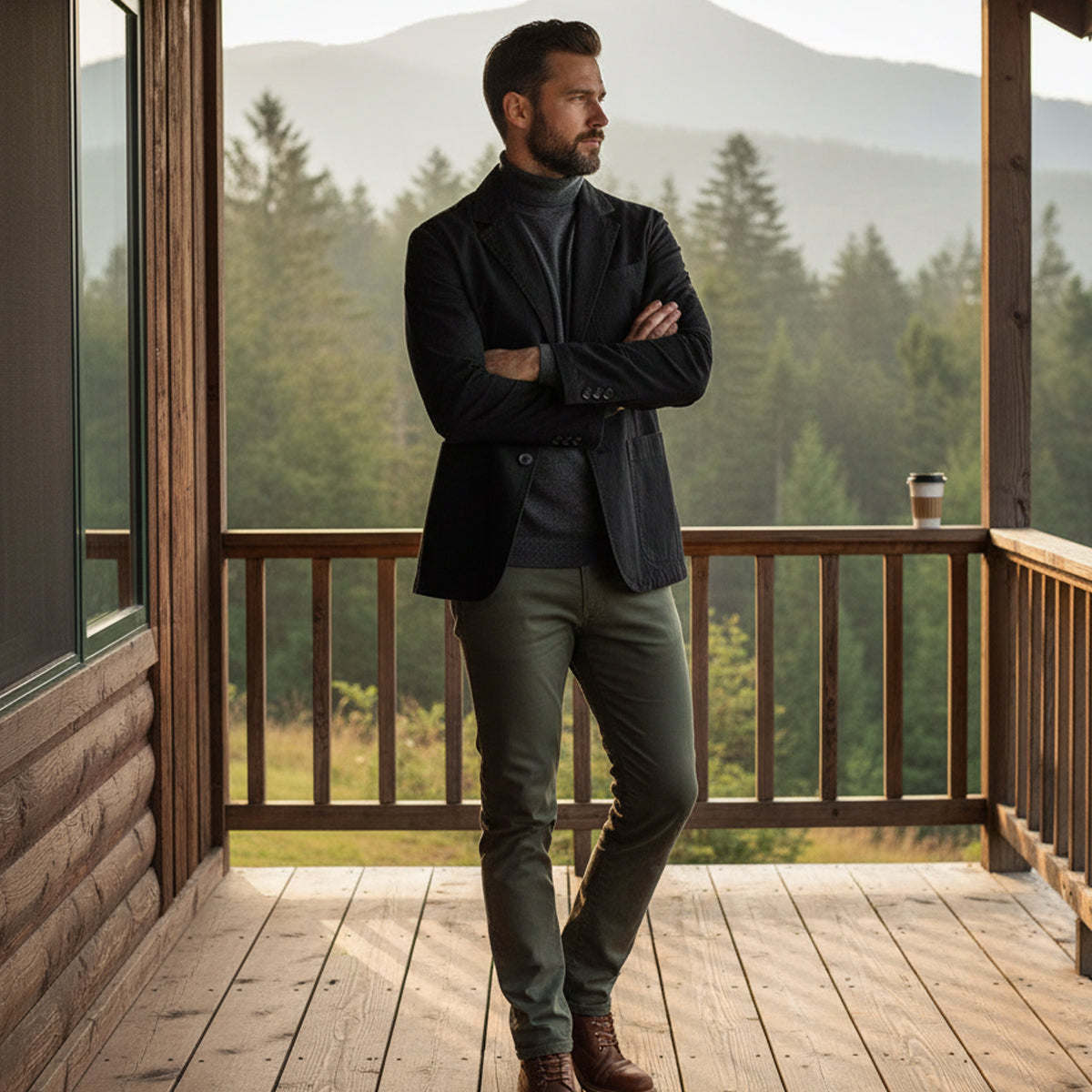 Herren-Blazer mit Knopfleiste und aufgesetzten Taschen-Jackets for men-Alpenkind