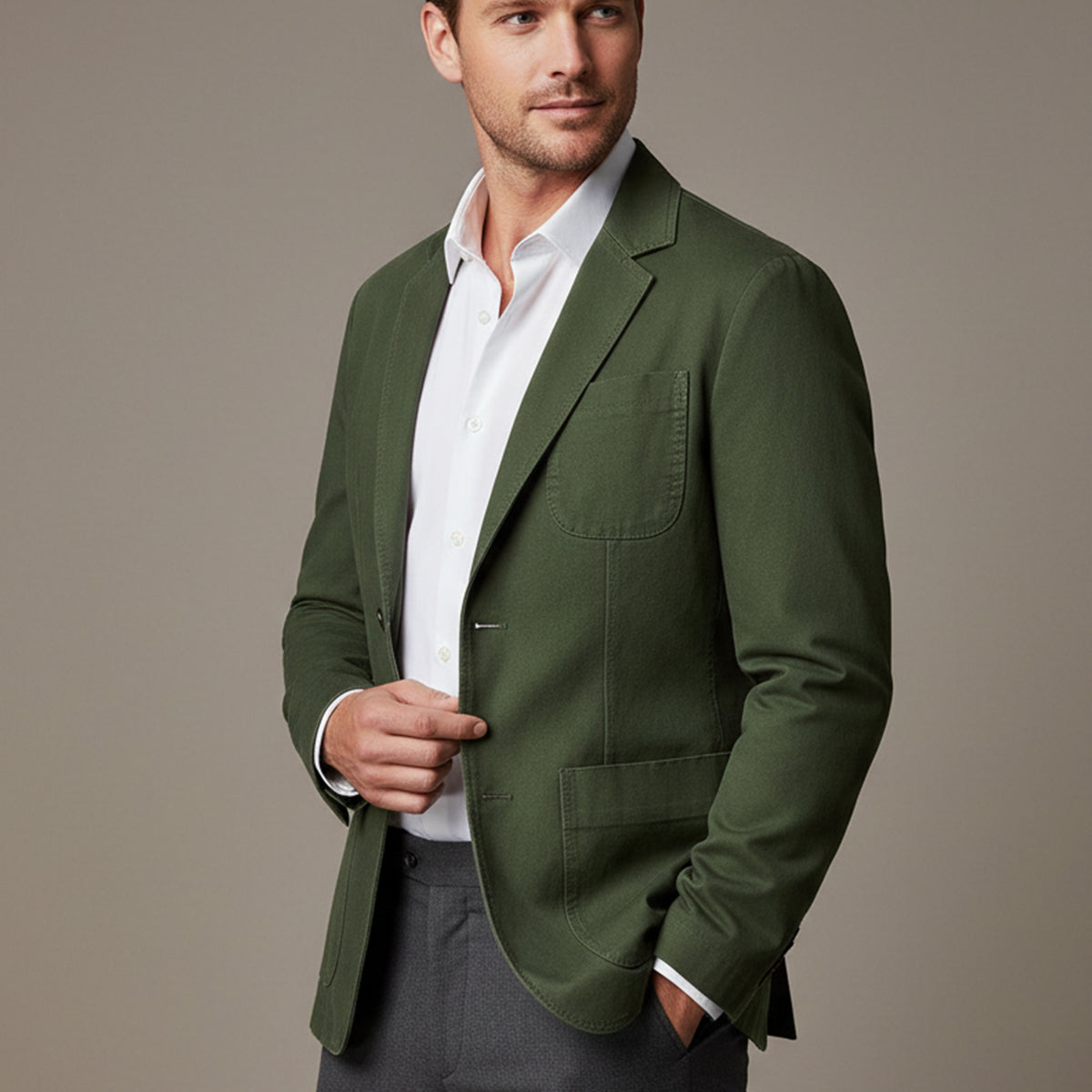 Herren-Blazer mit Knopfleiste und aufgesetzten Taschen-Jackets for men-Alpenkind