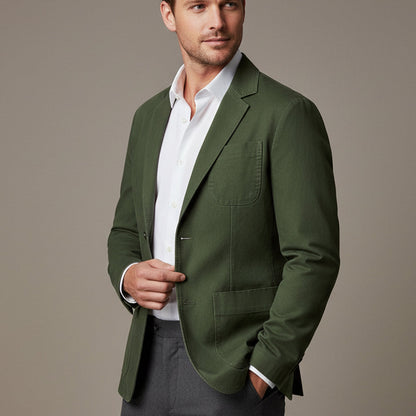 Herren-Blazer mit Knopfleiste und aufgesetzten Taschen-Jackets for men-Alpenkind