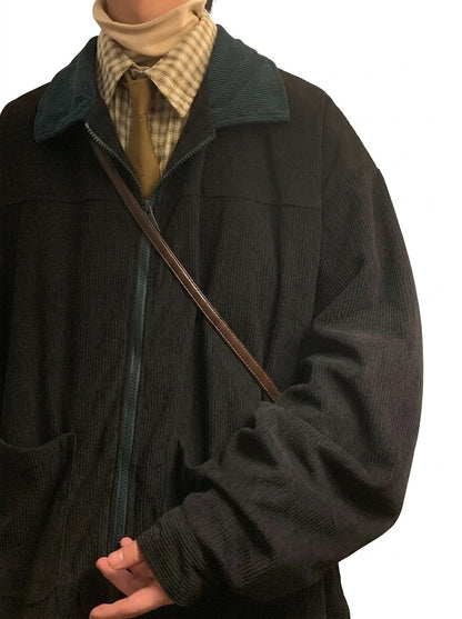 Herren-Bomberjacke aus Cord mit Kontrastkragen-Jackets for men-Alpenkind