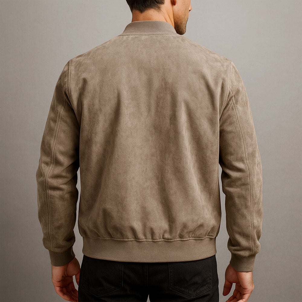 Herren-Bomberjacke aus Wildleder mit gerippten Bündchen-Jackets for men-Alpenkind