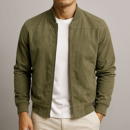 Herren-Bomberjacke aus Wildleder mit gerippten Bündchen-Jackets for men-Alpenkind