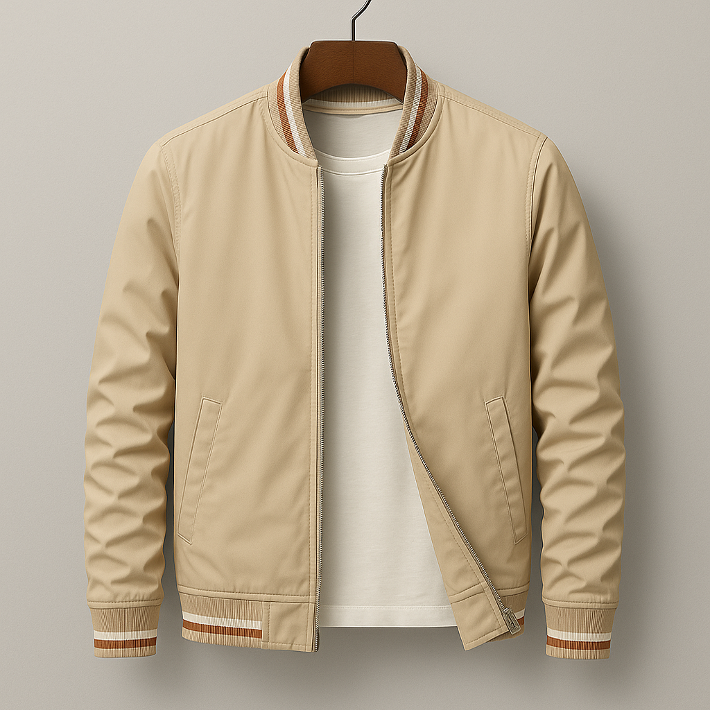 Herren-Bomberjacke mit gestreiftem Besatz-Jackets for men-Alpenkind